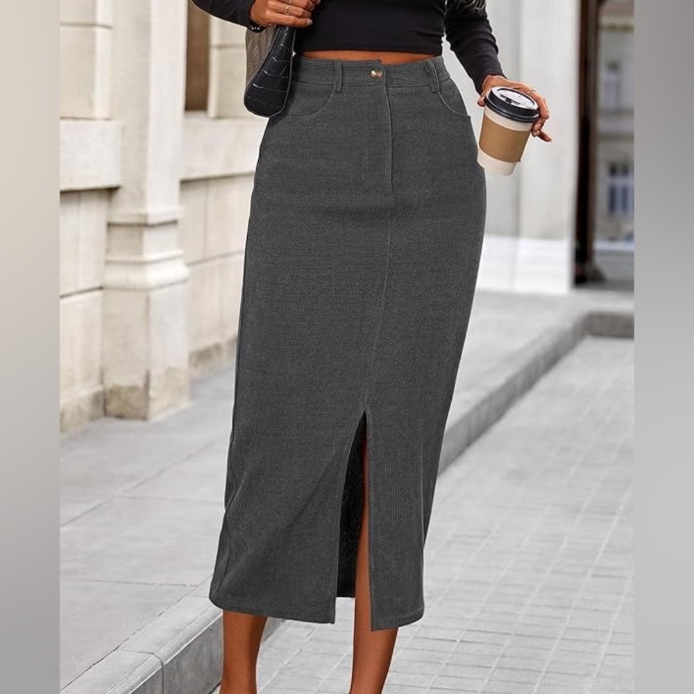 3/$30 Gray Corduroy Pencil Skirt